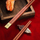 Axyaa Red Wood Chopsticks Set - High Quality Non Slip Sushi Tableware