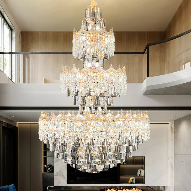 Axyaa European Luxury Crystal Chandelier for Elegant Living Spaces