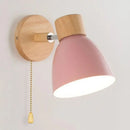 Axyaa Nordic Wood Wall Lamp - Iron Macaron Wall Decor Lights for Living Room, Bedroom