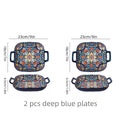 Axyaa Bohemian Ceramic Baking Dish Square with Handles for Pasta and Desserts