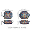 Axyaa Bohemian Ceramic Baking Dish Square with Handles for Pasta and Desserts