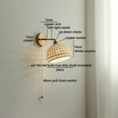 Axyaa Ceramic Vintage LED Wall Light Round Lampshade Design Pull Chain