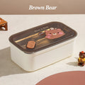 Axyaa Bear & Panda Cartoon Stainless Steel Bento Box for School Picnic Storage
