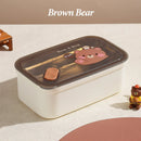 Axyaa Bear & Panda Cartoon Stainless Steel Bento Box for School Picnic Storage