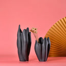 Axyaa Black Texture Irregular Ceramic Vase for Home Decoration
