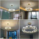 Gold Crystal Chandelier Ring Pendant LED Lamp for Luxe Living Room by Axyaa