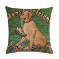 Axyaa Cartoon Dog Linen Cushion Cover for Office Furniture and Sofa Decor