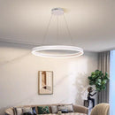 Nordic Circle Aluminum Chandelier Luminous Cream Style for Living Room Bedroom by Axyaa