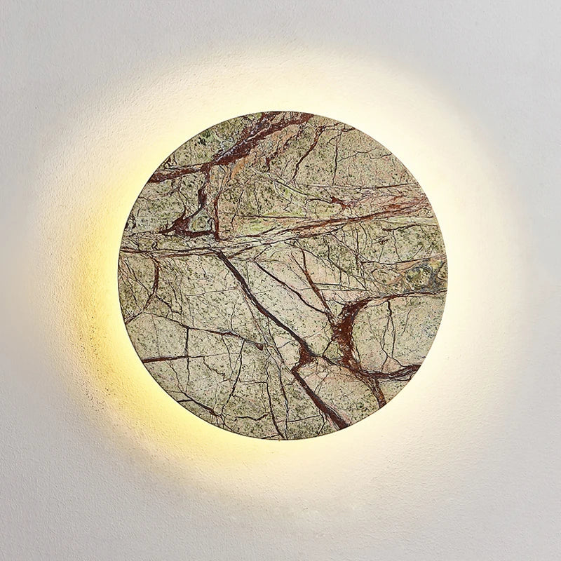 Axyaa Circular Marble Wall Lamps Modern Wabi Sabi LED Sconce Lights