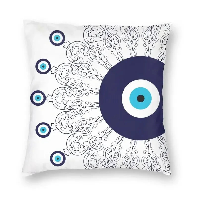 Evil Eye Black Art Cushion Cover Mystery Spirit Pillowcase by Axyaa