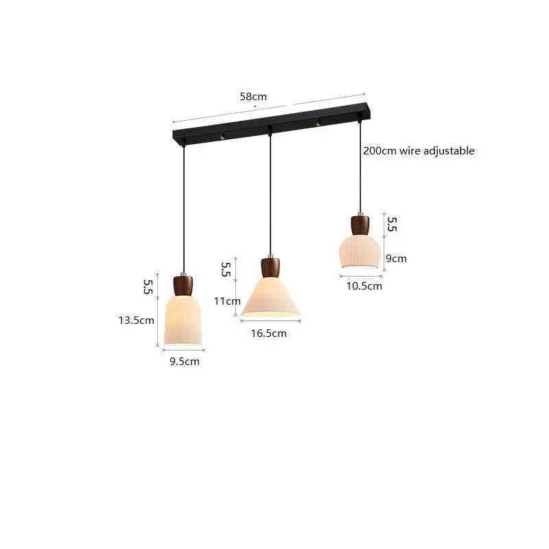 Axyaa Walnut Ceramic Nordic LED Pendant Lights - Japanese Style Modern Hanging Lamp