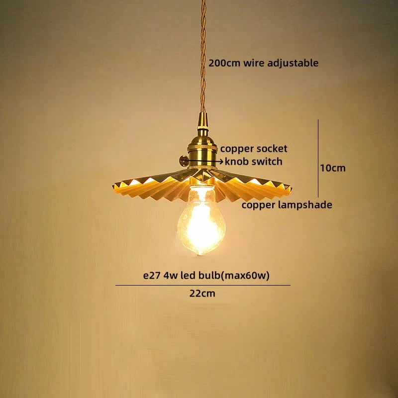 Axyaa Copper Glass LED Pendant Chandelier for Home Decor