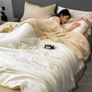 Axyaa Silk Summer Quilt: Embroidered Ice Cooling Comforter Bed Blanket