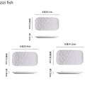 Axyaa White Ceramic Stone Pattern Sushi Plate - Creative Tableware