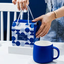 Axyaa Klein Blue Splash Ceramic Coffee Mug Gift Set with Spoon