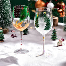 Axya Festive Glass Tree Wine Cup - Handdrawn Christmas Goblet