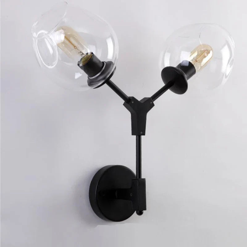 Axya Black Gold Glass Wall Lamps: Minimalist Lighting Fixtures for Living Room