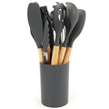 Silicone Kitchen Utensils Set with Storage Bucket - Axyaa Brand