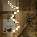 Axyaa Gold LED Acrylic Chandelier - Minimalist Round Ball Staircase Lighting