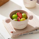 Color Block Binaural Ceramics Bowl Set by Axyaa for Breakfast, Snacks, and Desserts