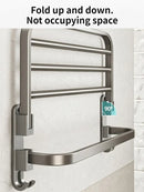 Axyaa Folding Aluminum Towel Rack Holder with Hook: Grey/Black, 50CM-60CM