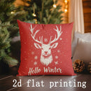 Axyaa Winter Festive Deer & Snowflake Pattern Cushion Cover for Sofa, Bedroom, Car