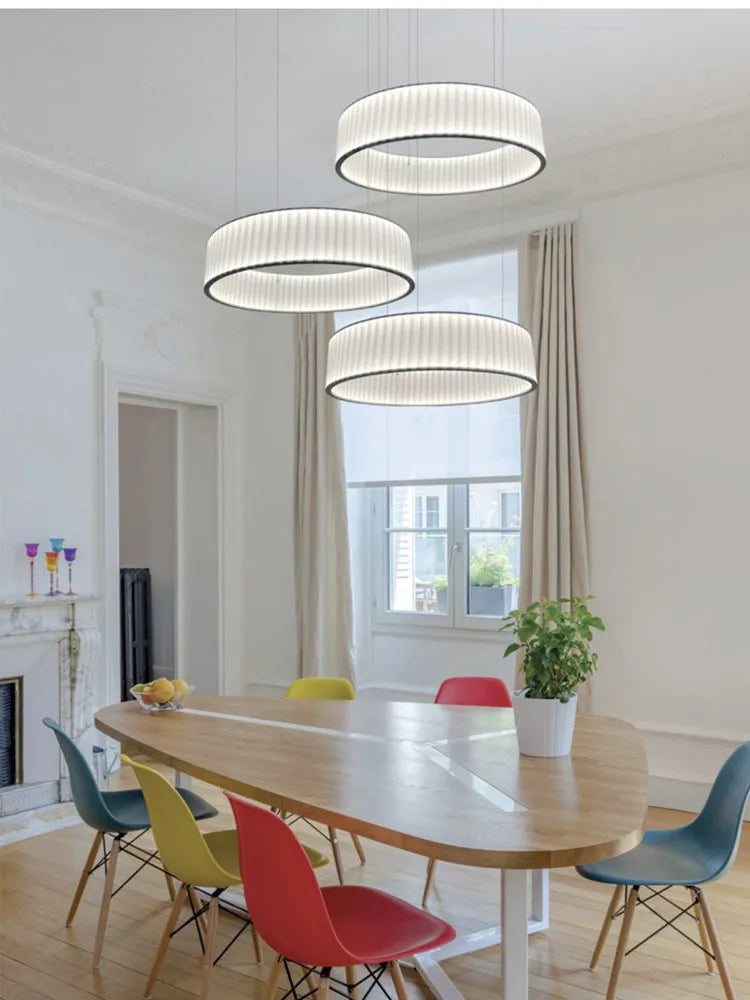 Axya Nordic Fabric Pendant Light Ring Lamp for Living Room Hotel Restaurant