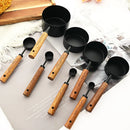 Axyaa Stainless Steel Measuring Cups & Spoons Set with Wooden Handle