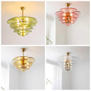 Axyaa Amber Pink Flower Glass Chandelier LED Pendant Light for Indoor Decor