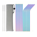 Axyaa Gold Stainless Steel Reusable Drinking Straws Set for Bar Party Cocktail
