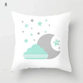 Axyaa Cloud Moon Star Pattern Pillowcase White Grey Letters Printed Home Decor