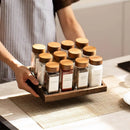 Axyaa Glass Spice Jars Set with Bamboo Lids and Labels