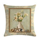 Axyaa Floral Vase Print Linen Cushion Cover 45*45cm