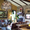 Axyaa Iron Chandelier with Crystals: Retro Loft Globe Lighting for Dining Room & Clothing Store