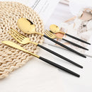 Axyaa Black Gold Stainless Steel Cutlery Set - 40pcs Flatware Dinnerware