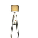 Modern Wooden LED Floor Lamp with Shelf Storage by Axyaa