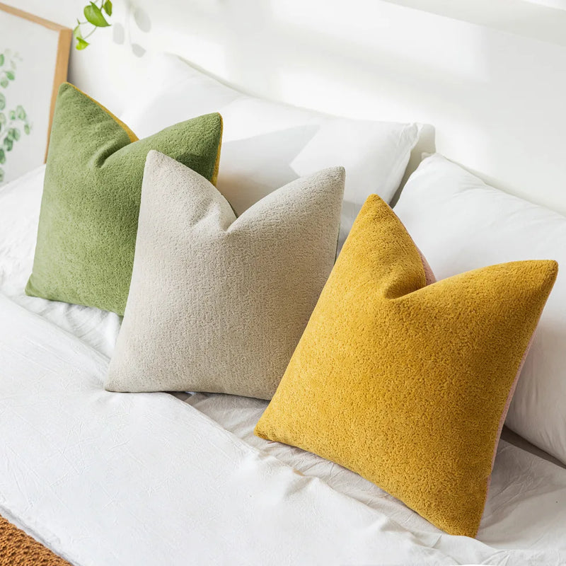 Cloud Velvet Pillow Cover 45x45cm Reversible Winter Decor for Sofa & Living Room