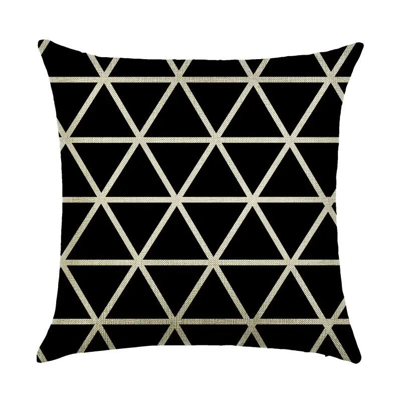 Axyaa Abstract Geometry Linen Pillowcase 45*45cm Square Home Sofa Decor Cover