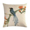 Axyaa Vintage Bird Pattern Cotton Linen Throw Pillow Cover for Sofa