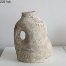 Axyaa Retro Ceramic Vase with Creative Handle for Table Decoration and Flower Arrangement