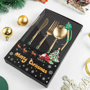Axyaa Christmas Stainless Steel Cutlery Set Golden Straw Gift Box