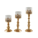 Axyaa Retro Wrought Iron Candlestick Glass Candle Holder Wedding Decoration