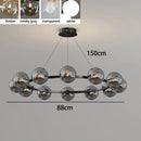 Axyaa Modern Glass Ball LED Chandelier Black/Gold Metal Pendant Light