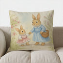 Axyaa Cute Bunnies Swing Floral Pillow Cover