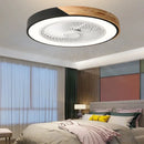 Nordic Solid Wood Black Ceiling Fan Lamp Invisible with Cover by Axyaa.