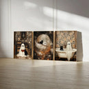 Axyaa Halloween Ghost and Black Cat Wall Art Set