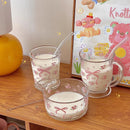 Axyaa Kawaii Bowknot Glass Tumbler Cup - Cute Korean Flower Design