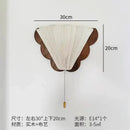 Axyaa Retro LED Wall Lamp Solid Wood Fabric Art Decor Bedroom Living Room