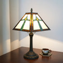 Axyaa Stained Glass Table Lamp 8" Cream Color Desk Light Home Office Bedroom
