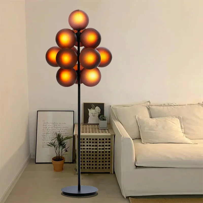 Nordic Stella Grape Floor Lamp by Axyaa: Modern Glass Bubble LED Fixture for Home Decor